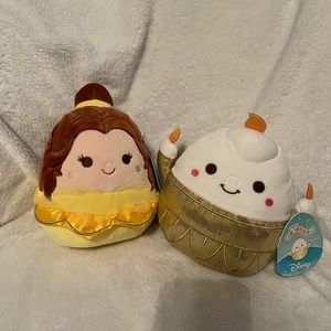 NWT Squishmallows Disney The Beauty And The Beast Lumiere & Belle Bundle 7”